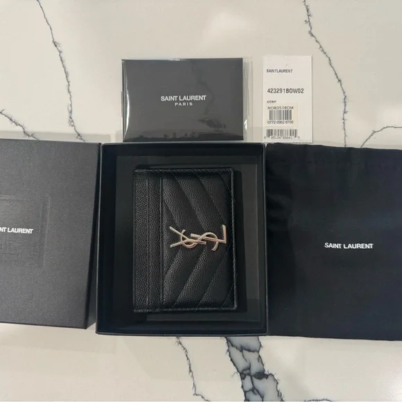 YSL Card Holder with silver hardware - Picture 1 of 8